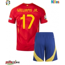 Camiseta España Nico Williams #17 Primera Equipación para niños Eurocopa 2024 manga corta (+ pantalones cortos)
